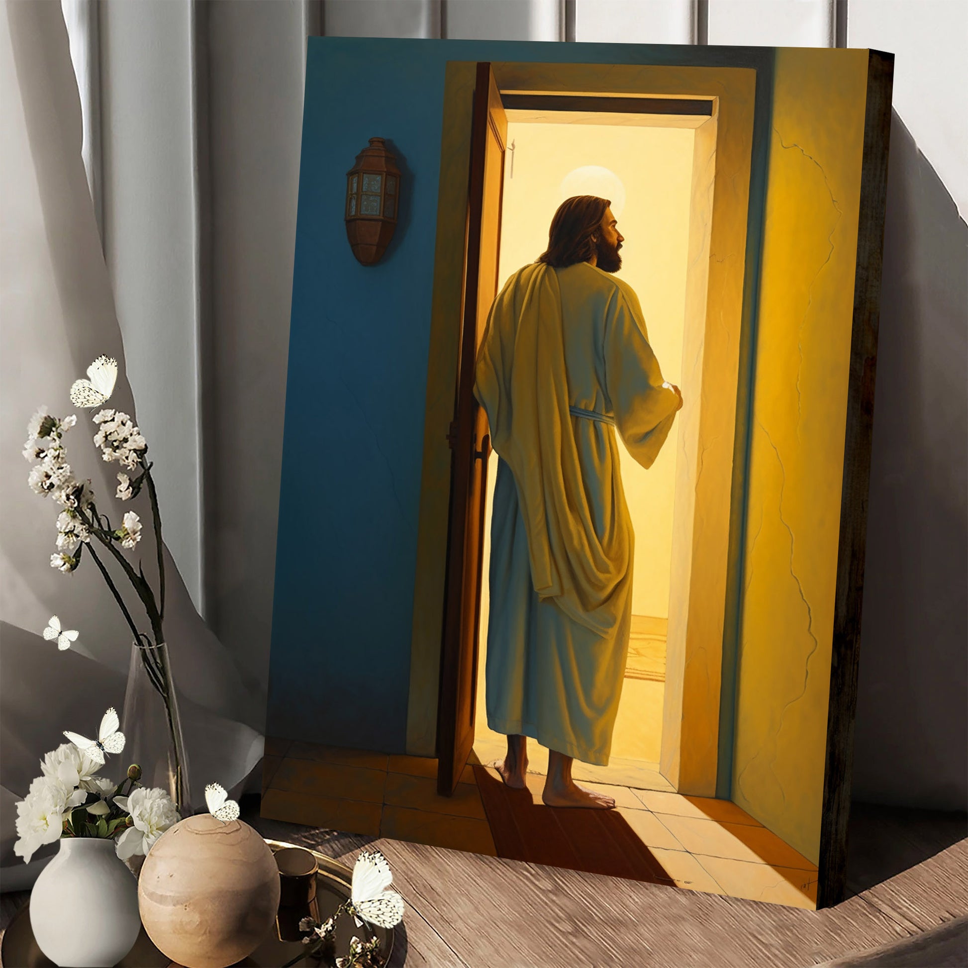 Jesus Is Standing Beside The Door - Canvas Picture - Jesus Christ Canvas - Christian Wall Art