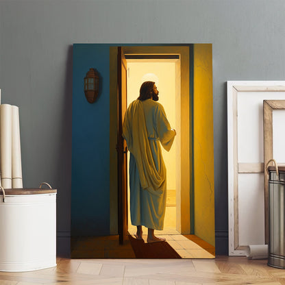 Jesus Is Standing Beside The Door - Canvas Picture - Jesus Christ Canvas - Christian Wall Art