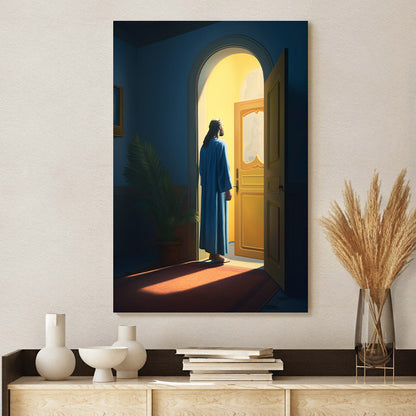Jesus Is Standing Beside The Door 1 - Canvas Picture - Jesus Christ Canvas - Christian Wall Art