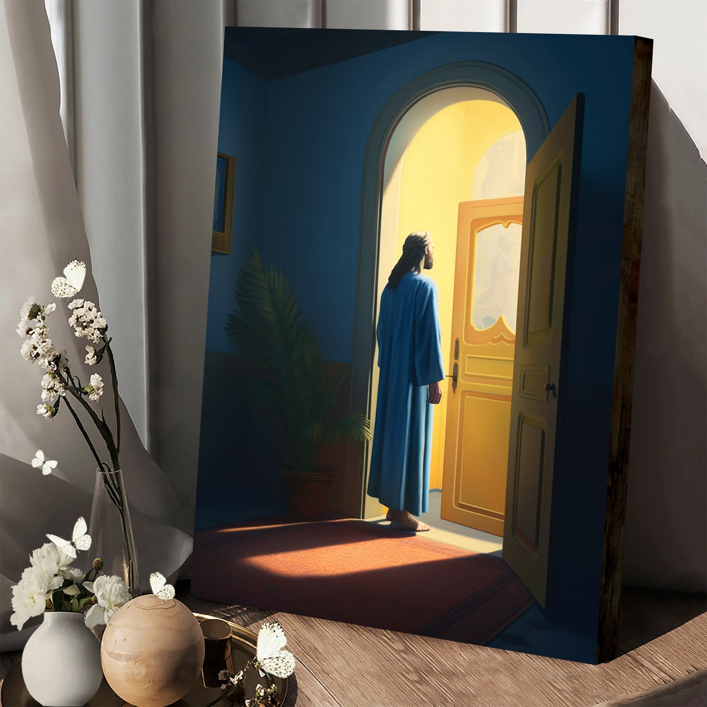 Jesus Is Standing Beside The Door 1 - Canvas Picture - Jesus Christ Canvas - Christian Wall Art