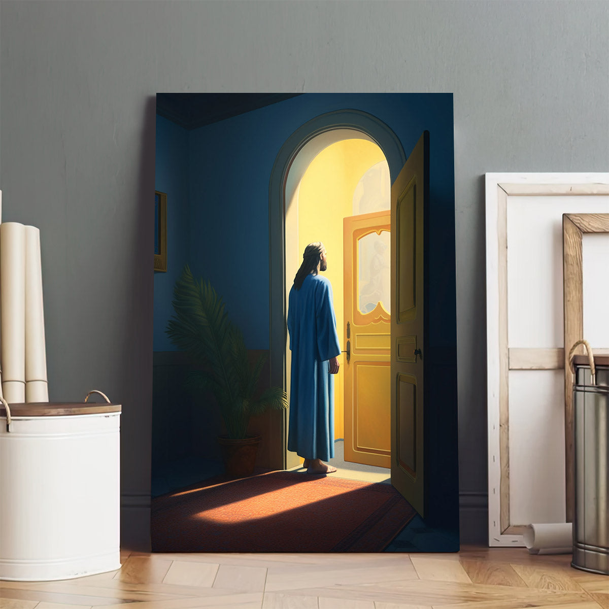 Jesus Is Standing Beside The Door 1 - Canvas Picture - Jesus Christ Canvas - Christian Wall Art