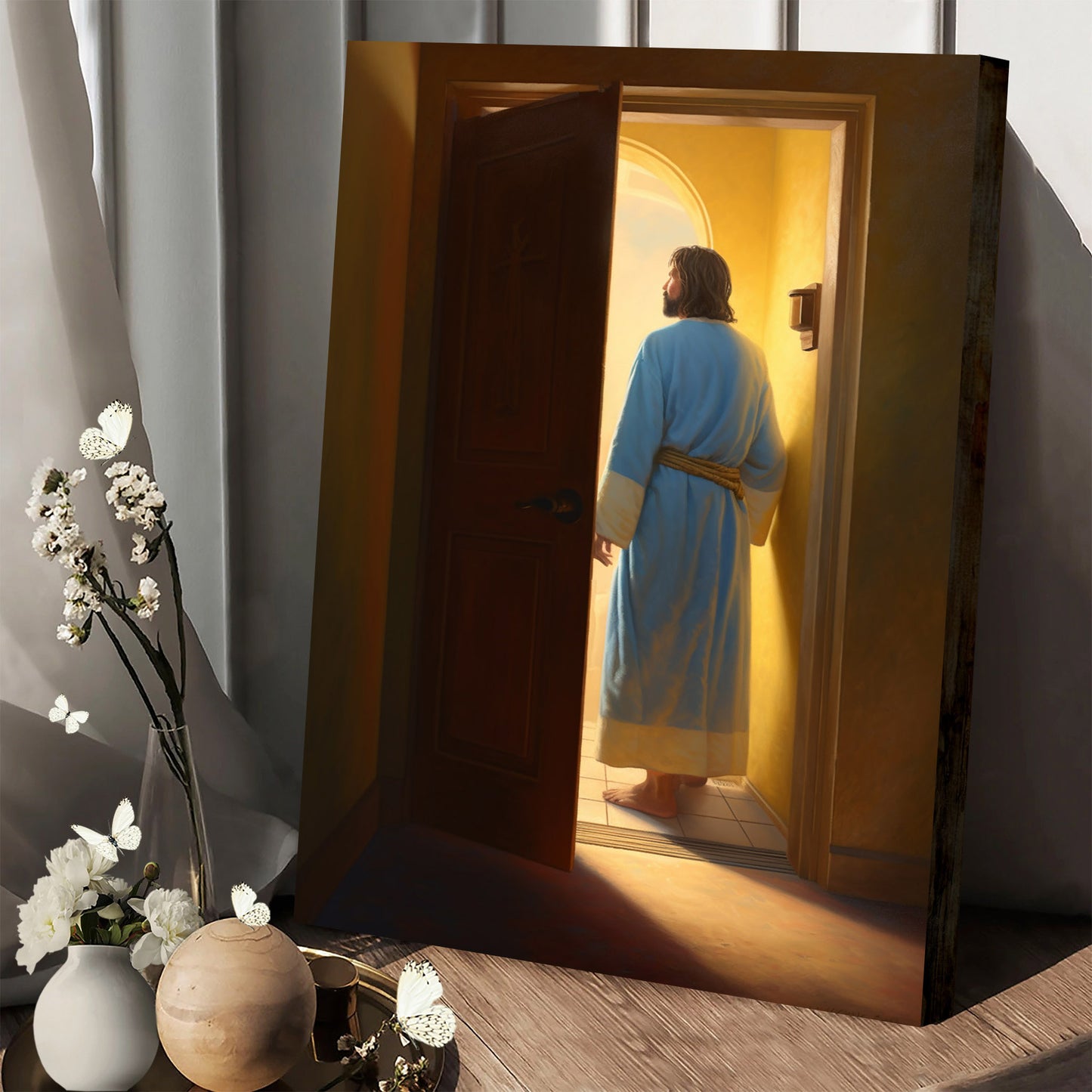 Jesus Is Standing Beside The Door 2 - Canvas Picture - Jesus Christ Canvas - Christian Wall Art