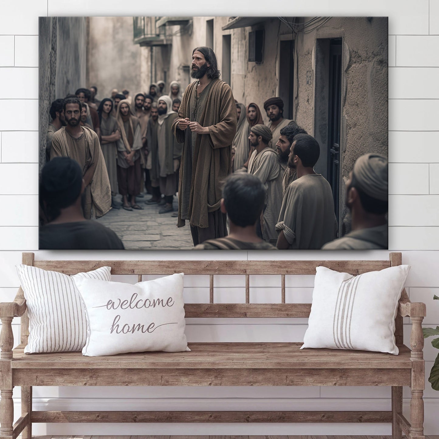 Jesus Is Talking To The Crowd Of People 1 - Canvas Picture - Jesus Christ Canvas - Christian Wall Art