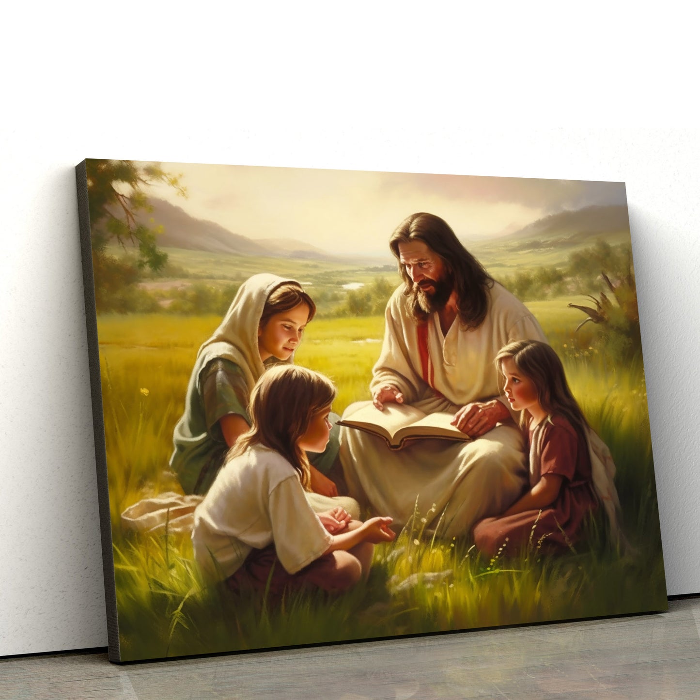 Jesus Is Teaching The Children About The Bible 1 - Canvas Picture - Jesus Christ Canvas - Christian Wall Art