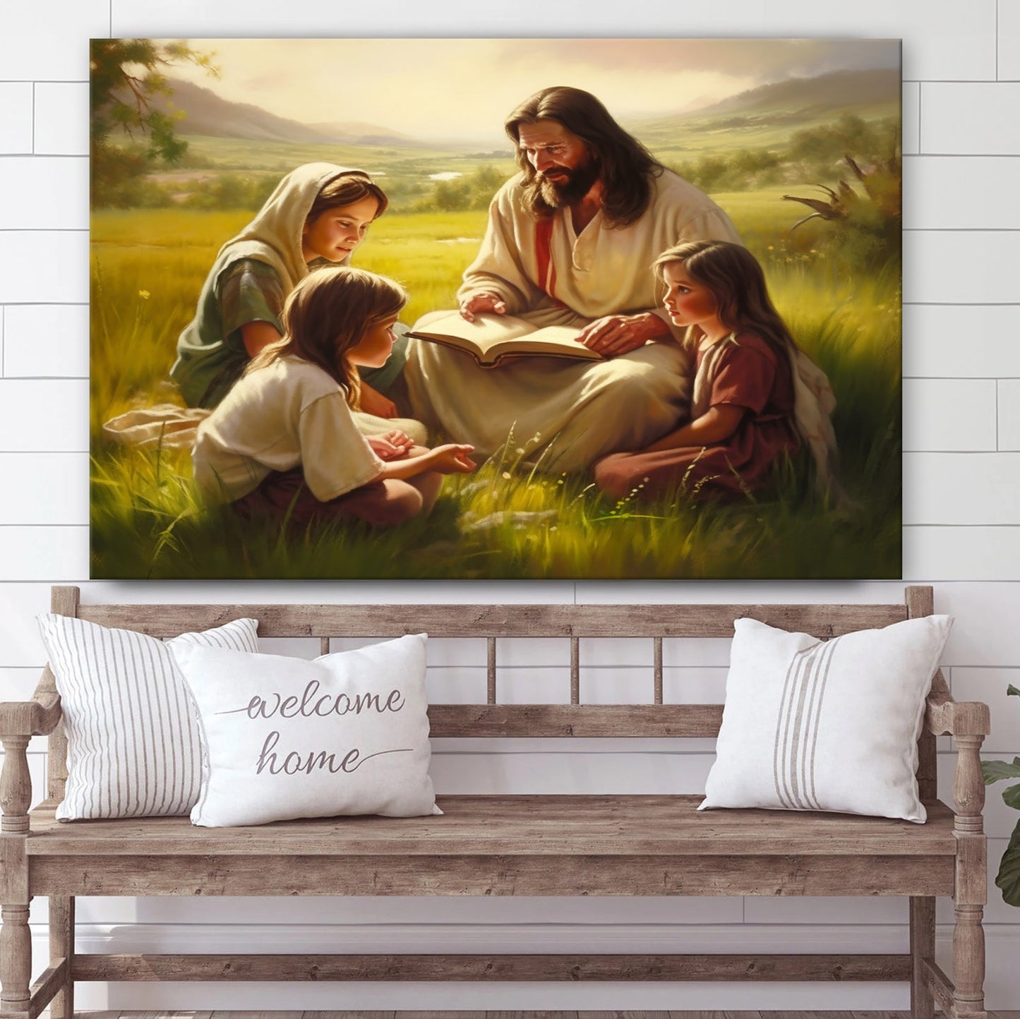 Jesus Is Teaching The Children About The Bible 1 - Canvas Picture - Jesus Christ Canvas - Christian Wall Art