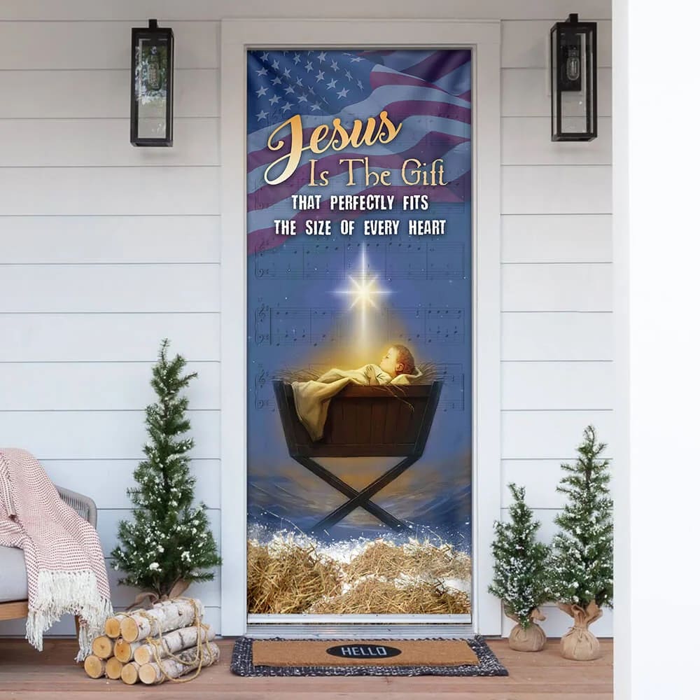 Jesus Is The Gift For Every Heart Door Cover - Religious Door Decorations - Christian Home Decor