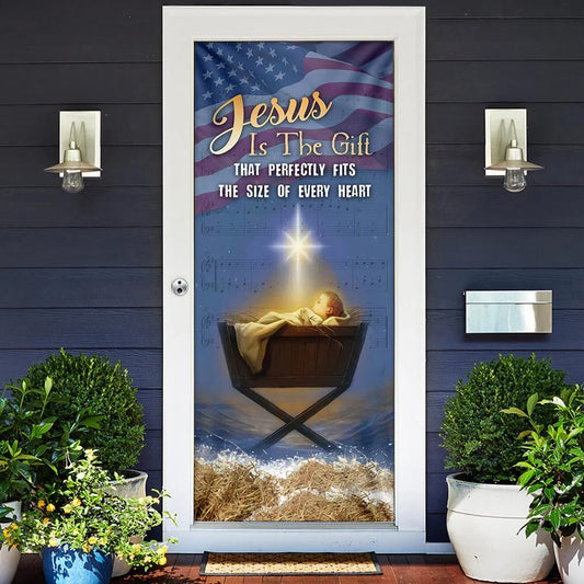 Jesus Is The Gift For Every Heart Door Cover - Religious Door Decorations - Christian Home Decor