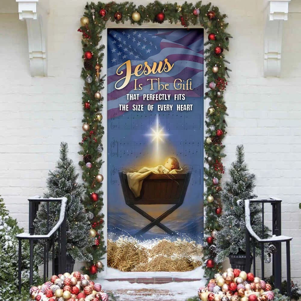 Jesus Is The Gift For Every Heart Door Cover - Religious Door Decorations - Christian Home Decor
