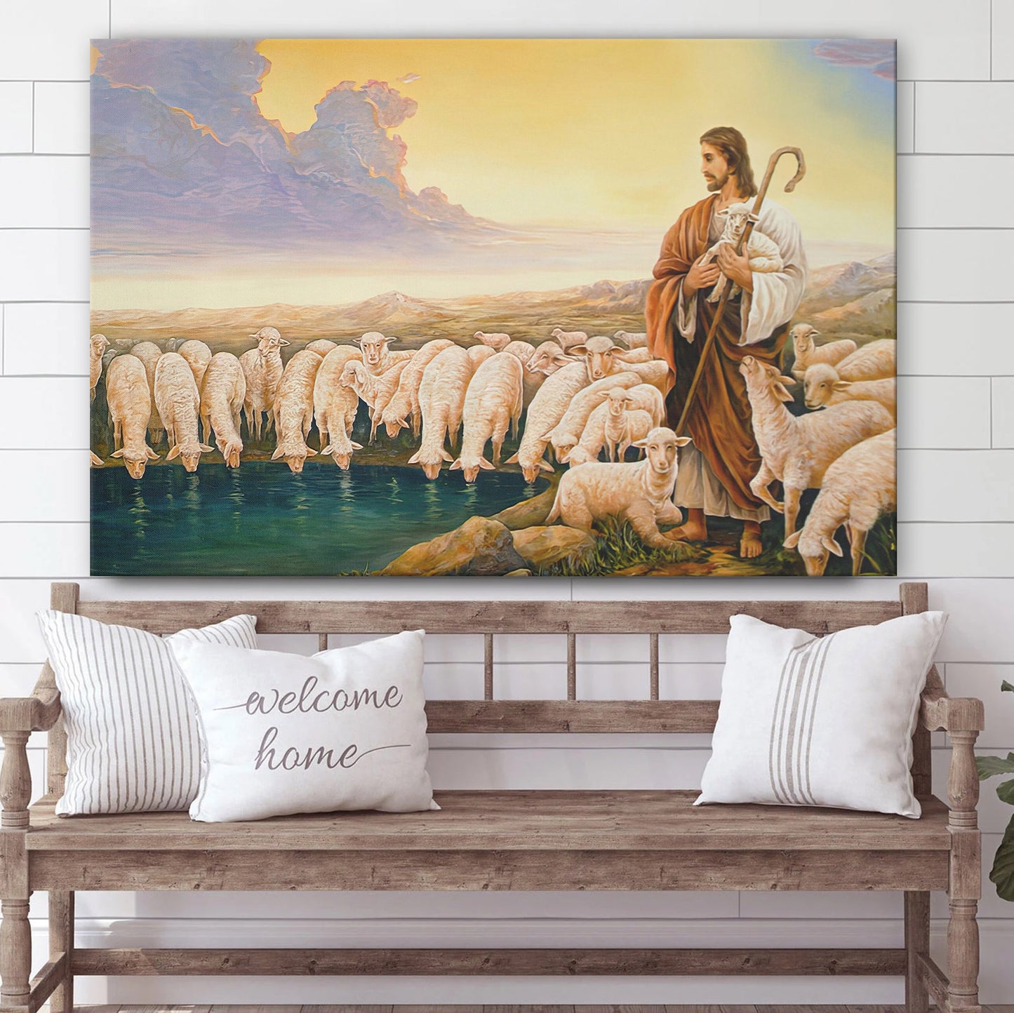 Jesus Is The Great Shepherd Canvas - Jesus Lamb On Shoulders Posters - Ciaocustom