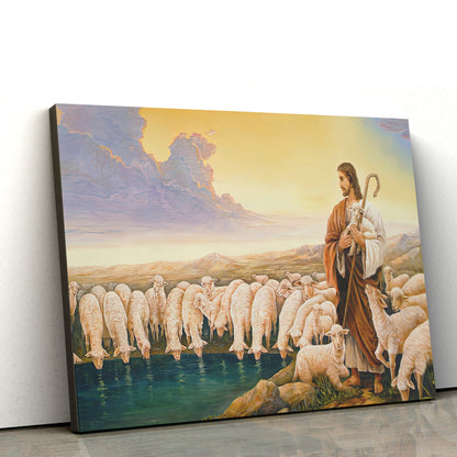 Jesus Is The Great Shepherd Canvas - Jesus Lamb On Shoulders Posters - Ciaocustom