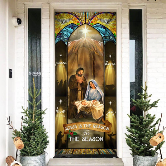 Jesus Is The Reason For The Season Christmas Door Cover - Jesus Family Decor - Jesus Door Cover