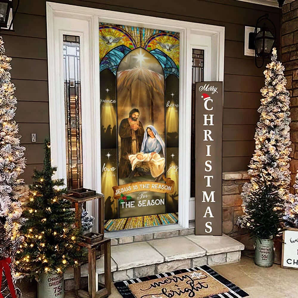 Jesus Is The Reason For The Season Christmas Door Cover - Jesus Family Decor - Jesus Door Cover