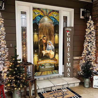 Jesus Is The Reason For The Season Christmas Door Cover - Jesus Family Decor - Jesus Door Cover