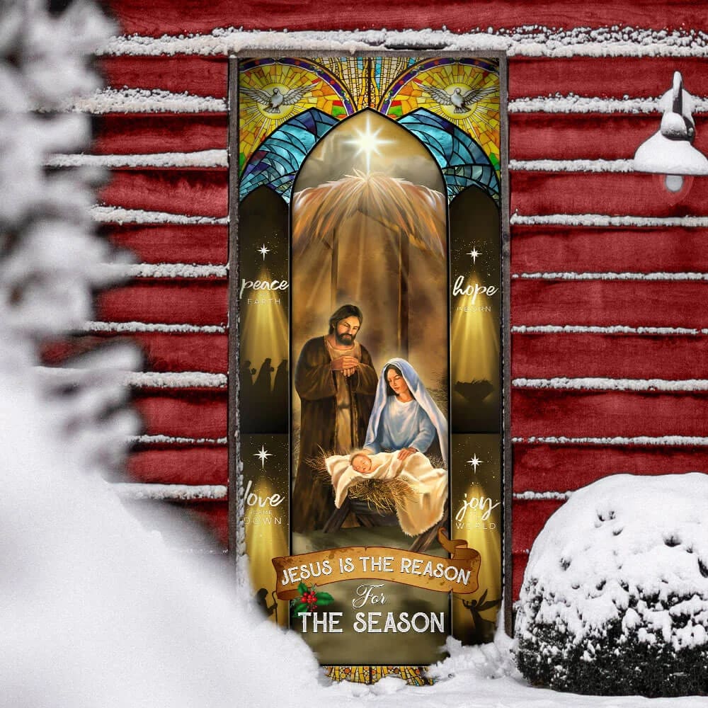 Jesus Is The Reason For The Season Christmas Door Cover - Jesus Family Decor - Jesus Door Cover