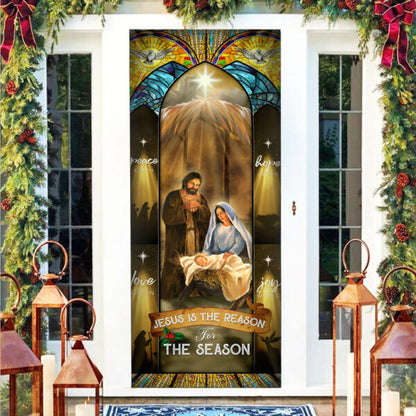 Jesus Is The Reason For The Season Christmas Door Cover - Jesus Family Decor - Jesus Door Cover
