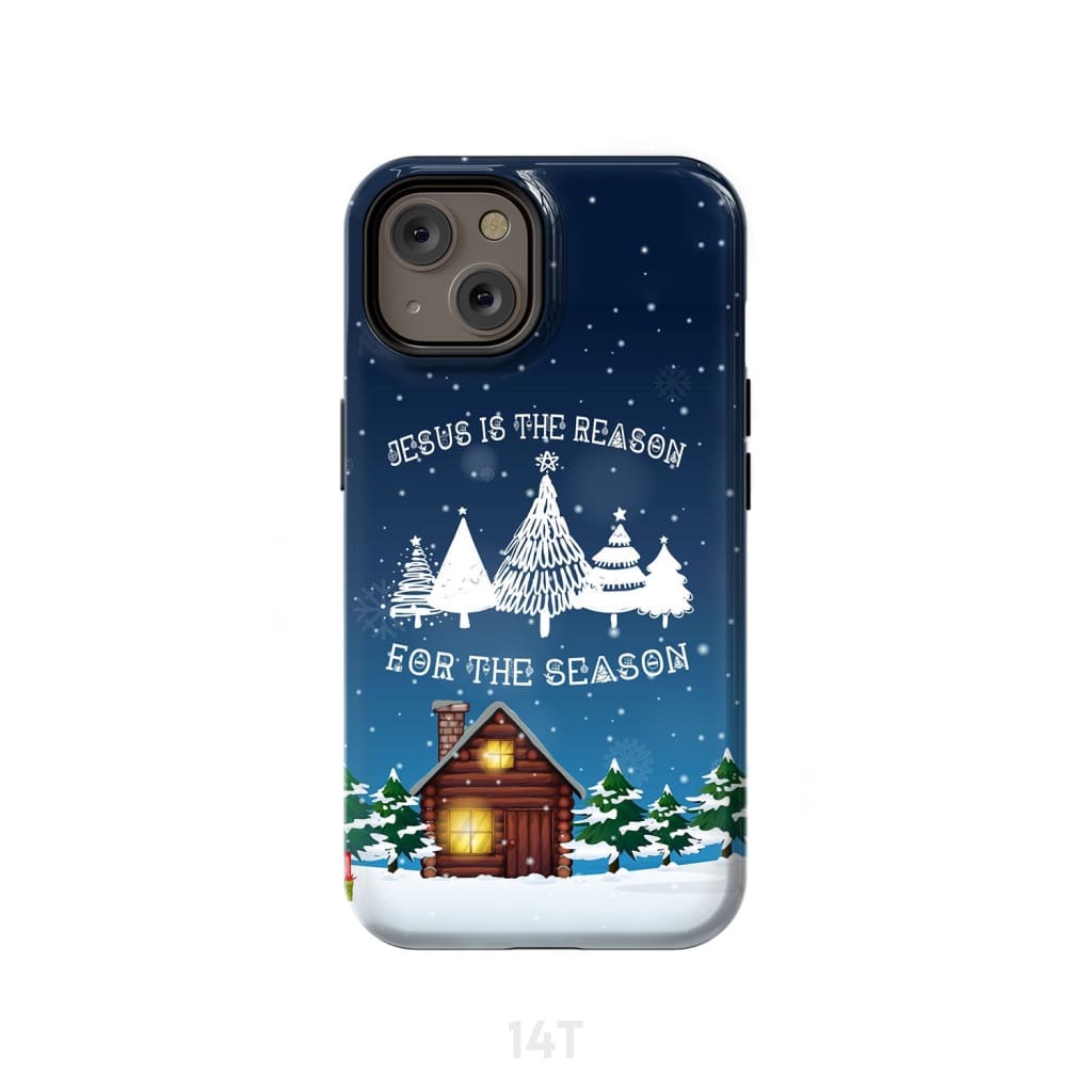 Jesus Is The Reason For The Season Christmas Tree Phone Case - Inspirational Bible Scripture iPhone Cases