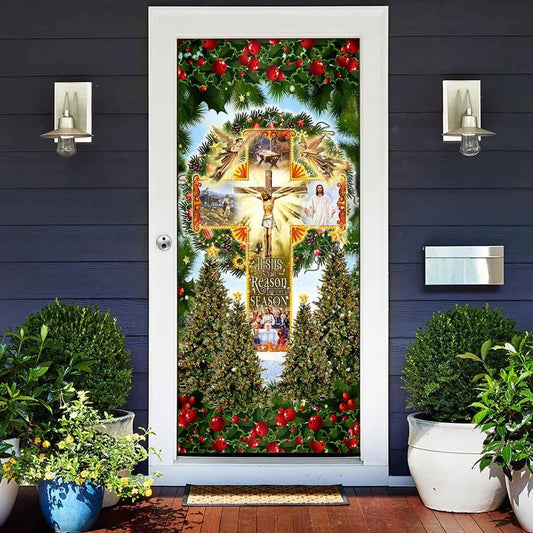 Jesus Is The Reason For The Season Door Cover - Christmas Door Cover Block Of Gear - Jesus Door Cover