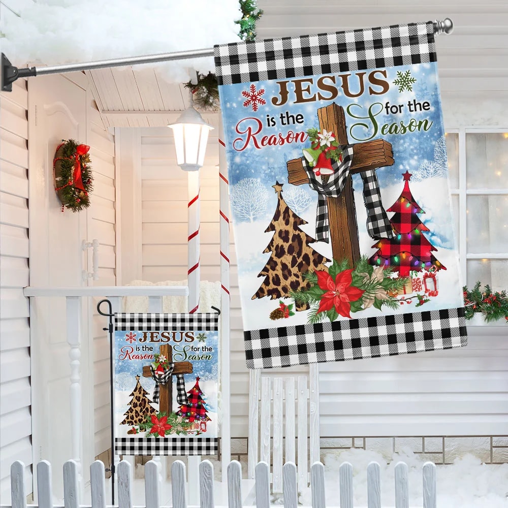 Jesus Is The Reason For The Season Religious Cross Christmas Flag - Christmas Garden Flag - Christmas House Flag - Christmas Outdoor Decoration