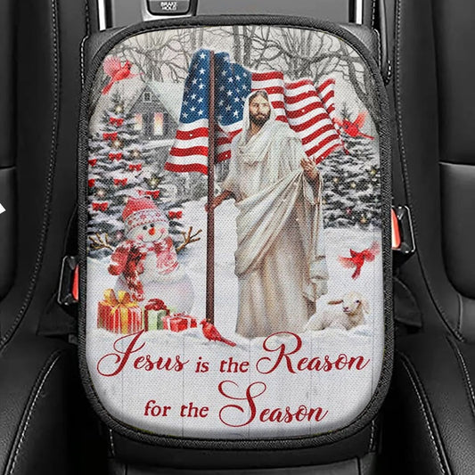 Jesus Is The Reason For The Season Seat Box Cover, Jesus Christ Car Center Console Cover, Christian Car Interior Accessories