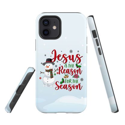 Jesus Is The Reason For The Season Snowman Christmas Phone Case - Inspirational Bible Scripture iPhone Cases