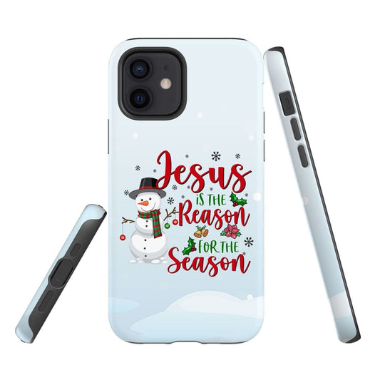 Jesus Is The Reason For The Season Snowman Christmas Phone Case - Inspirational Bible Scripture iPhone Cases