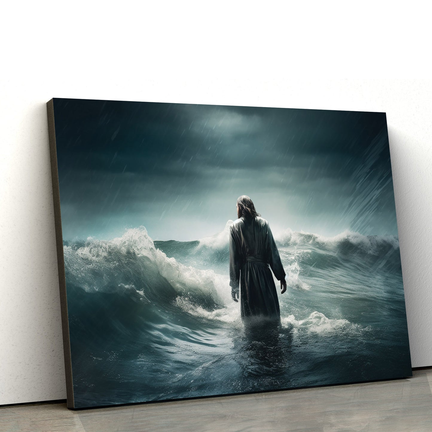 Jesus Is Walking In The Ocean Waves - Canvas Picture - Jesus Christ Canvas - Christian Wall Art