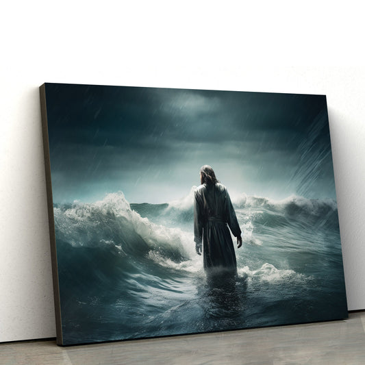 Jesus Is Walking In The Ocean Waves - Canvas Picture - Jesus Christ Canvas - Christian Wall Art