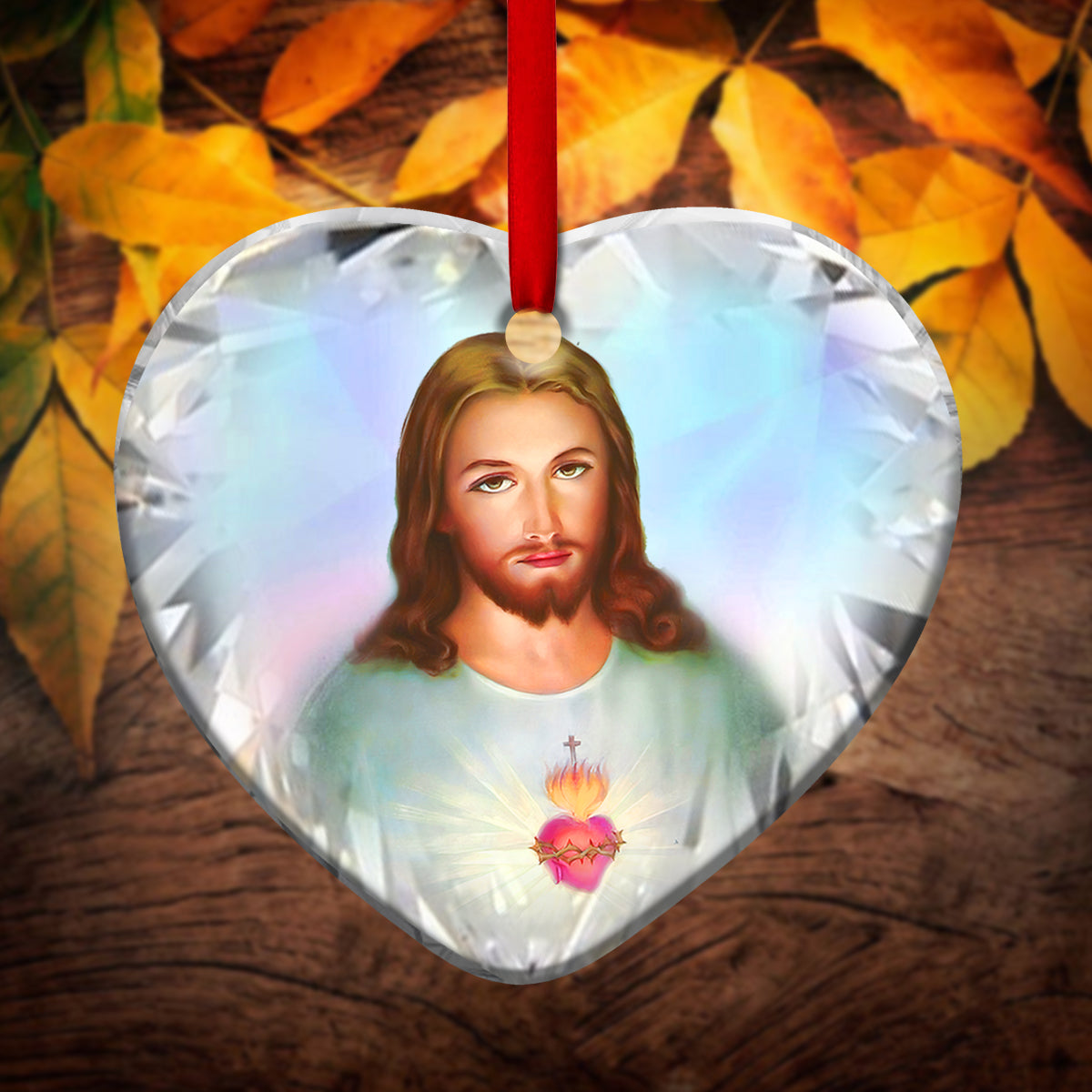 Jesus Jewelry Style Heart Ceramic Ornament - Christmas Ornament - Christmas Gift