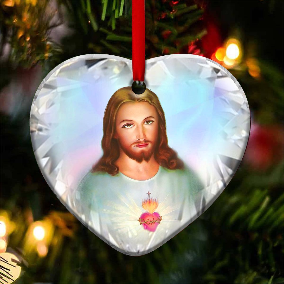 Jesus Jewelry Style Heart Ceramic Ornament - Christmas Ornament - Christmas Gift