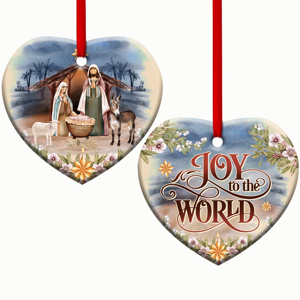 Jesus Joy To The World Heart Ceramic Ornament - Christmas Ornament - Christmas Gift