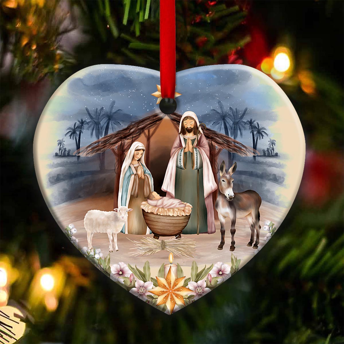 Jesus Joy To The World Heart Ceramic Ornament - Christmas Ornament - Christmas Gift