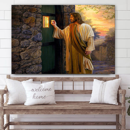 Jesus Knocking Door Canvas Pictures - Jesus Canvas Pictures - Christian Wall Art