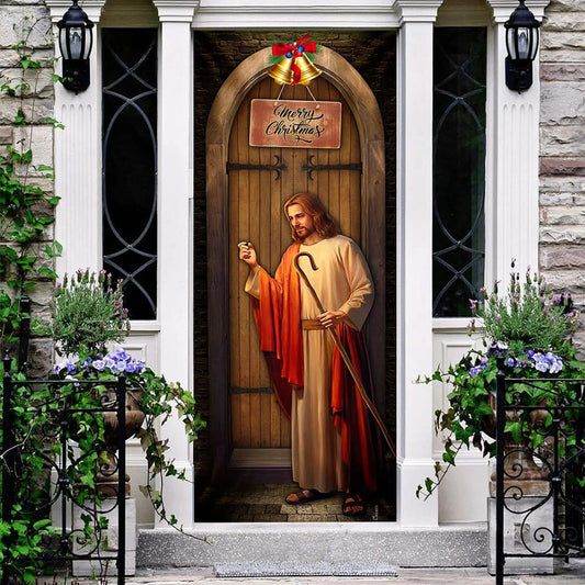 Jesus Knocking On The Door - Merry Christmas Door Cover - Jesus Door Cover