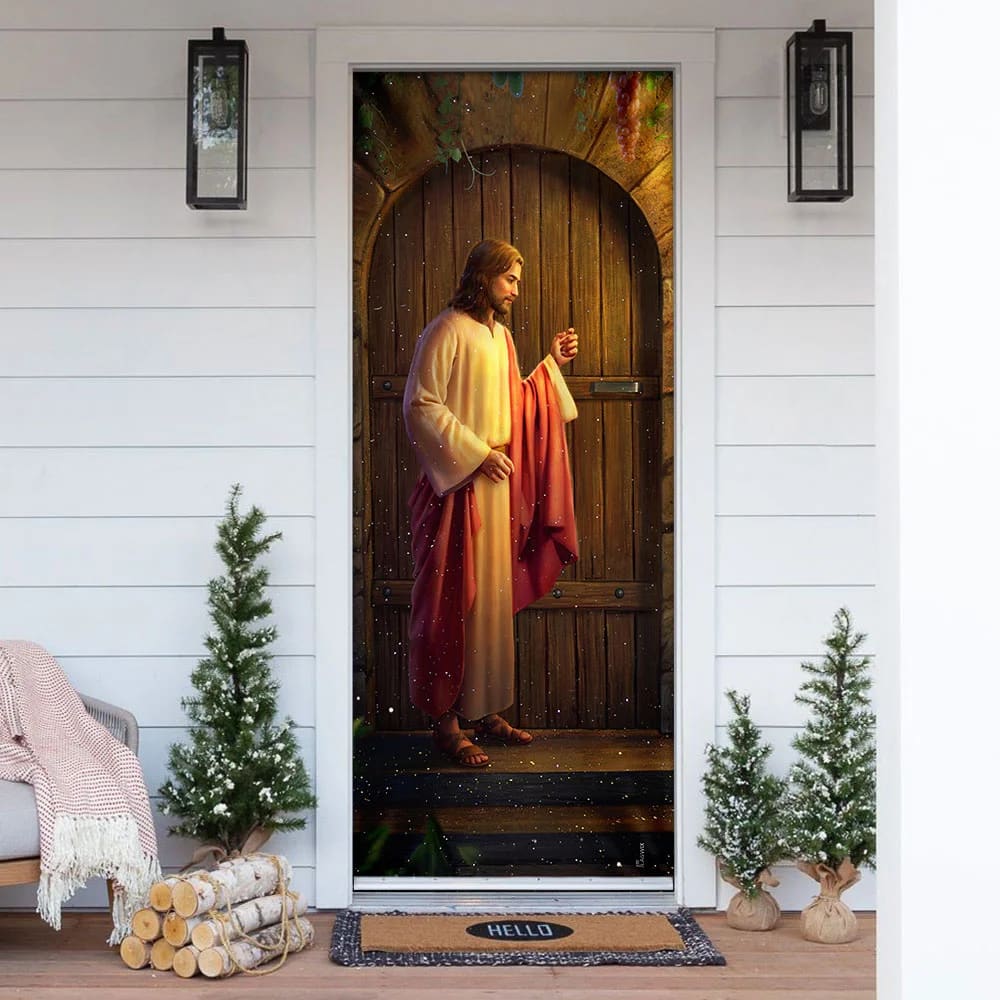 Jesus Knocking On The Door Door Cover - Religious Door Decorations - Christian Home Decor
