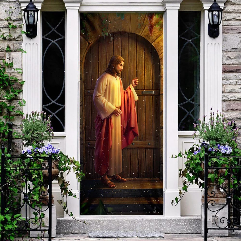 Jesus Knocking On The Door Door Cover - Religious Door Decorations - Christian Home Decor