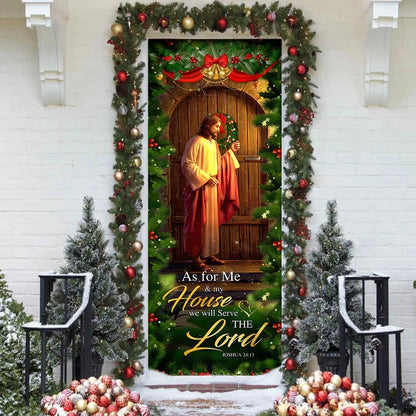 Jesus Knocking The Door  Door Cover - As For Me & My House Door Cover - Religious Door Decorations