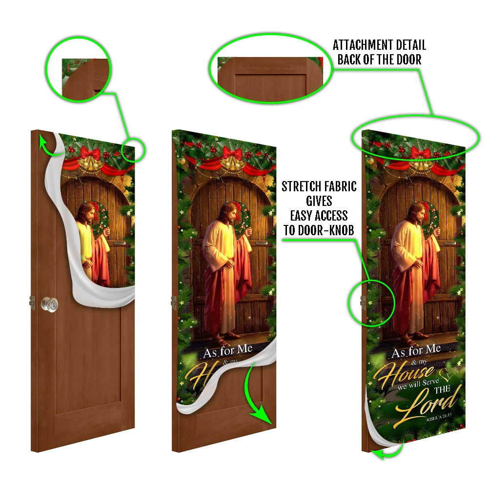 Jesus Knocking The Door  Door Cover - As For Me & My House Door Cover - Religious Door Decorations