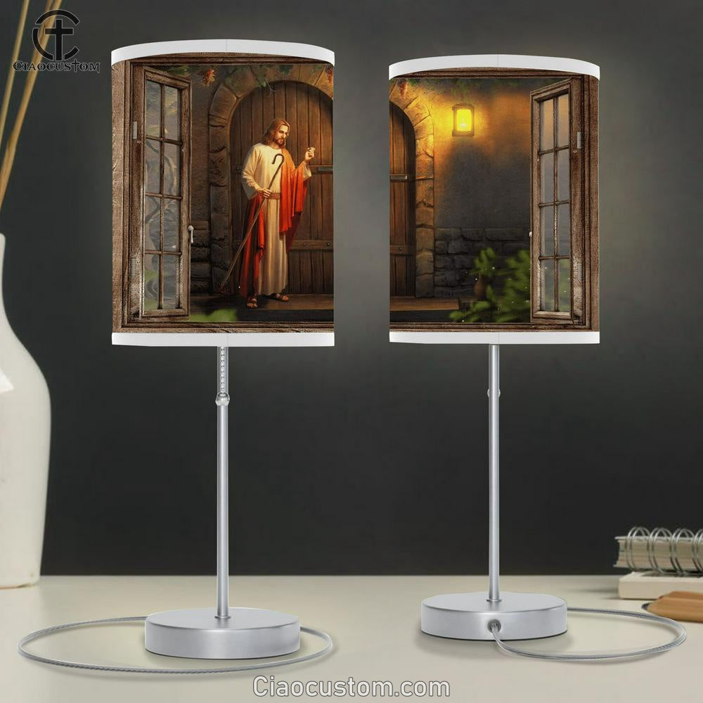Jesus Knocks On The Door Table Lamp