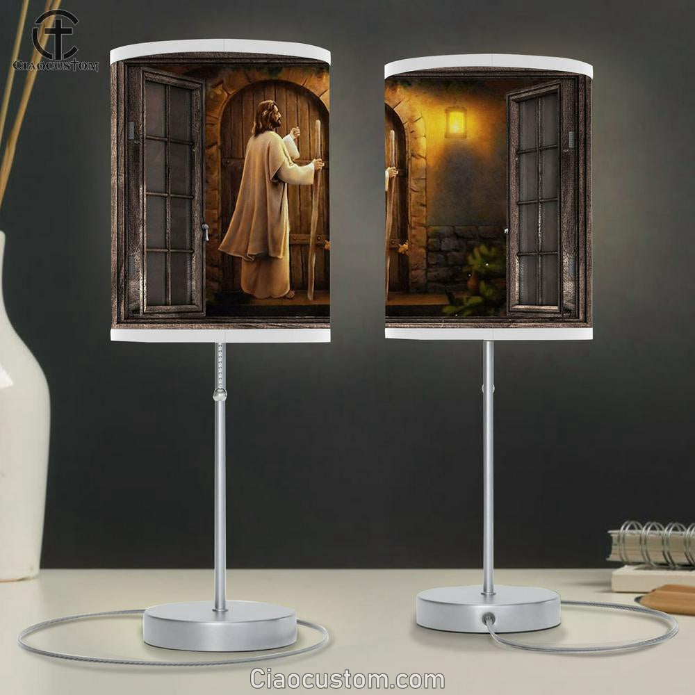 Jesus Knocks The Door Large Table Lamp - Christian Table Lamp Prints - Religious Table Lamp Art
