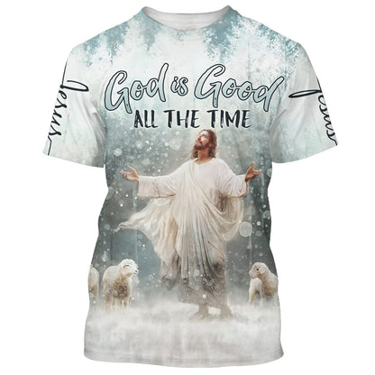 Jesus Lambs God Is Good All The Time 3D All Over Printed Shirt for Men and Women