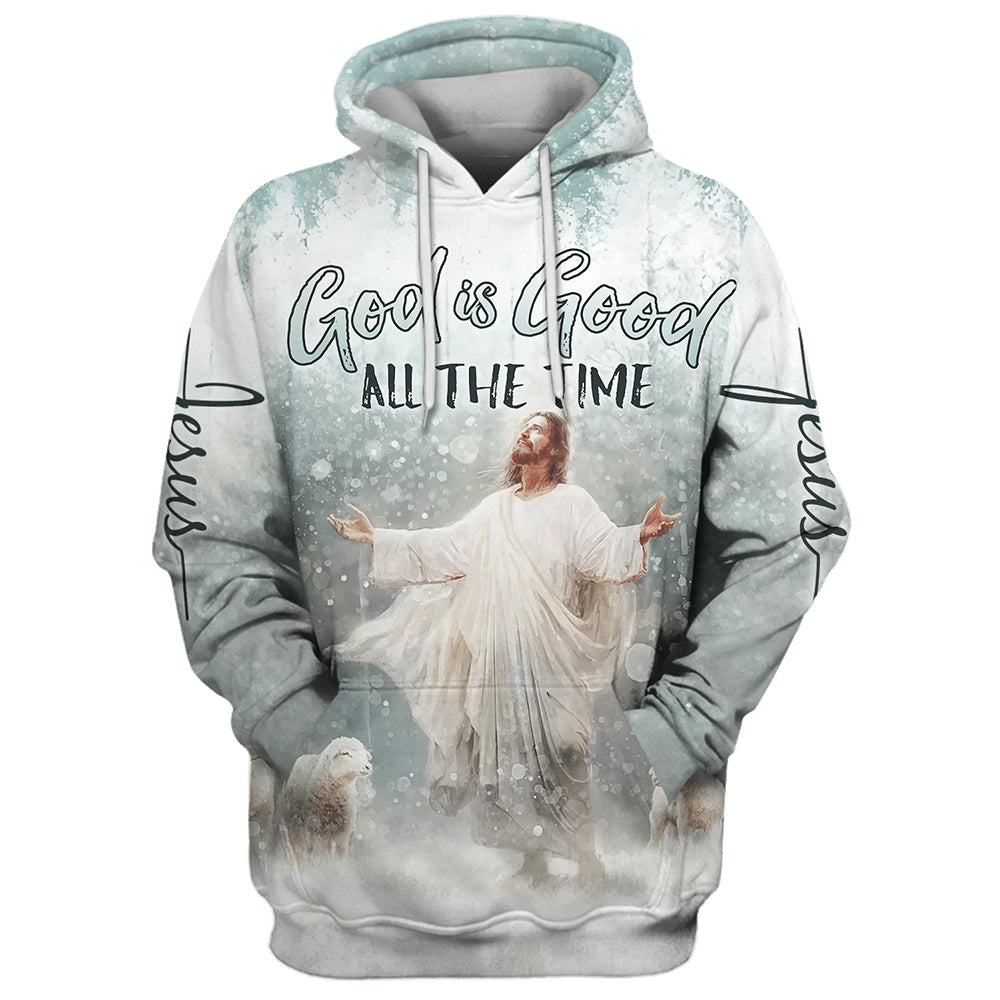 Jesus Lambs God Is Good All The Time 3D Hoodies - Jesus Hoodie - Men & Women Christian Hoodie - 3D Printed Hoodie