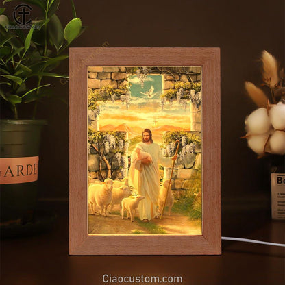 Jesus Lambs Of God Purple Wisteria Heaven Sky Frame Lamp