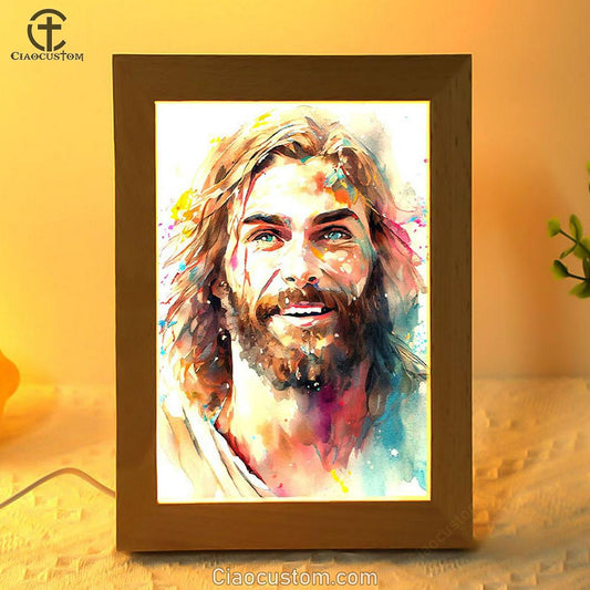 Jesus Laughing Frame Lamp Pictures - Jesus Art Prints - Jesus Art - Christian Home Decor