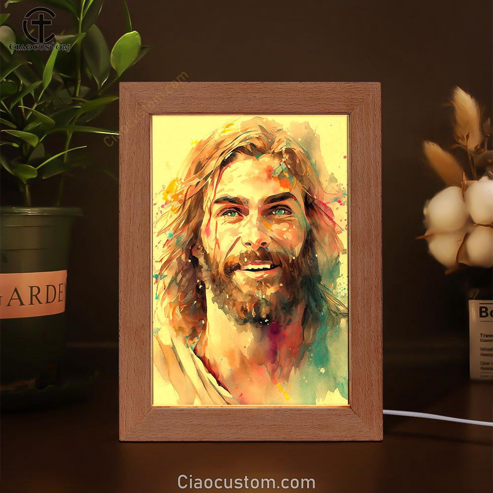 Jesus Laughing Frame Lamp Pictures - Jesus Art Prints - Jesus Art - Christian Home Decor
