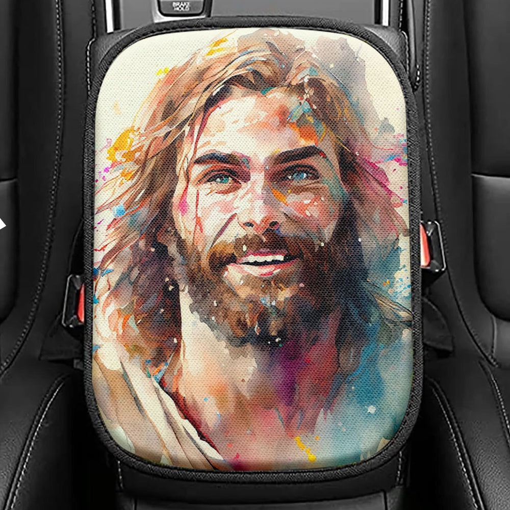 Jesus Laughing Seat Box Cover Jesus Car Center Console Cover Christi Jesus laughing seat box cover jesus car center console cover christi