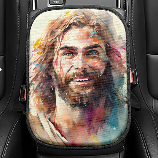 Jesus Laughing Seat Box Cover, Jesus Car Center Console Cover, Jesus Car Interior Accessories