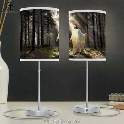 Jesus Light In Miracle Forest Table Lamp Art - Christian Lamp Art Decor - Bible Verse Table Lamp