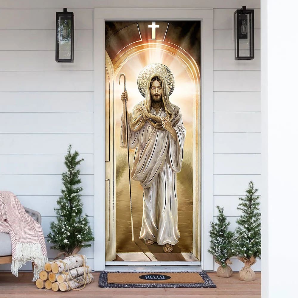 Jesus Light Shines Through Door - Door Cover - Religious Door Decorations - Christian Home Decor