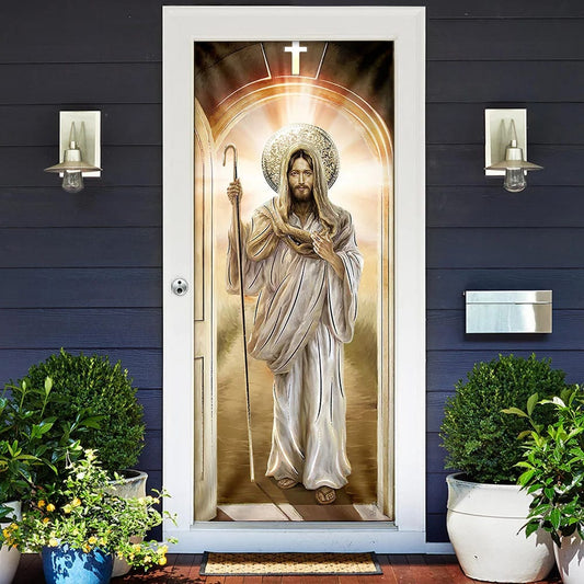 Jesus Light Shines Through Door - Door Cover - Religious Door Decorations - Christian Home Decor