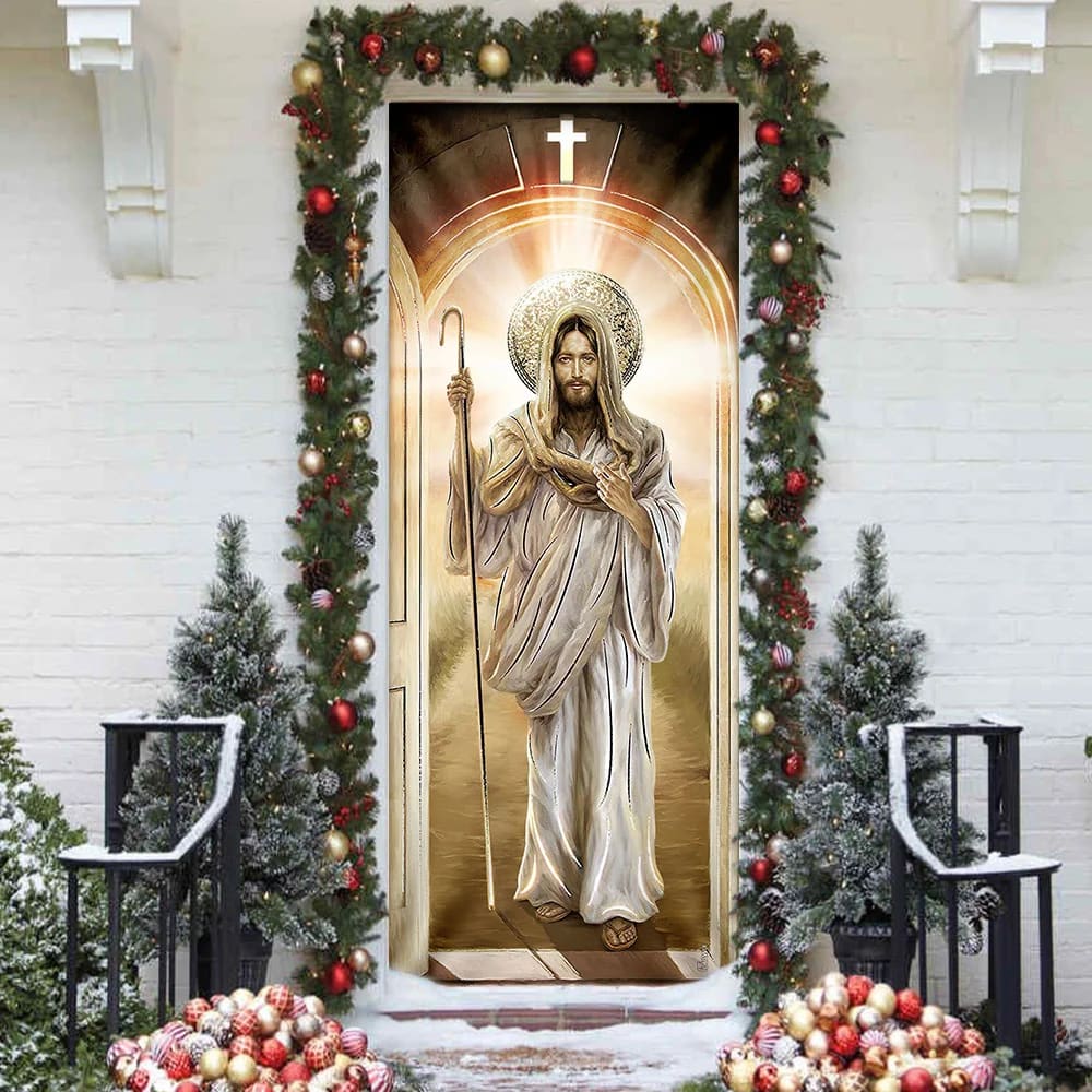 Jesus Light Shines Through Door - Door Cover - Religious Door Decorations - Christian Home Decor